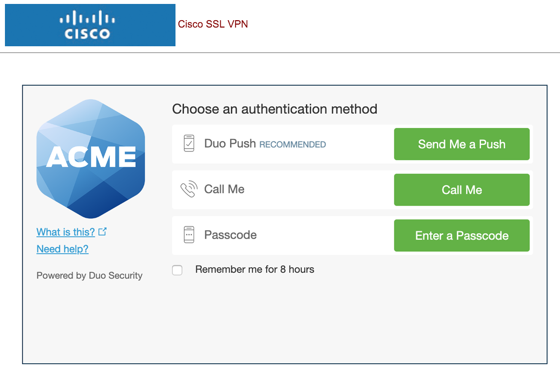 Cisco Authentication Prompt
