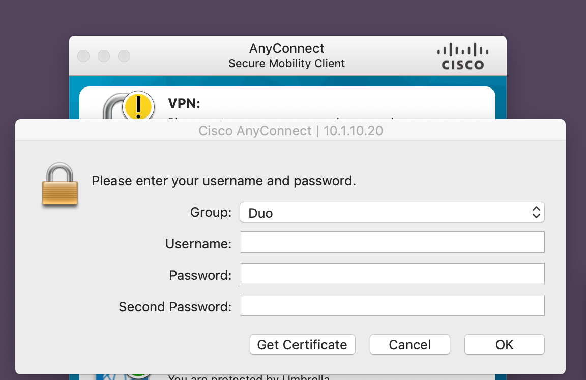 AnyConnect Desktop Second Password