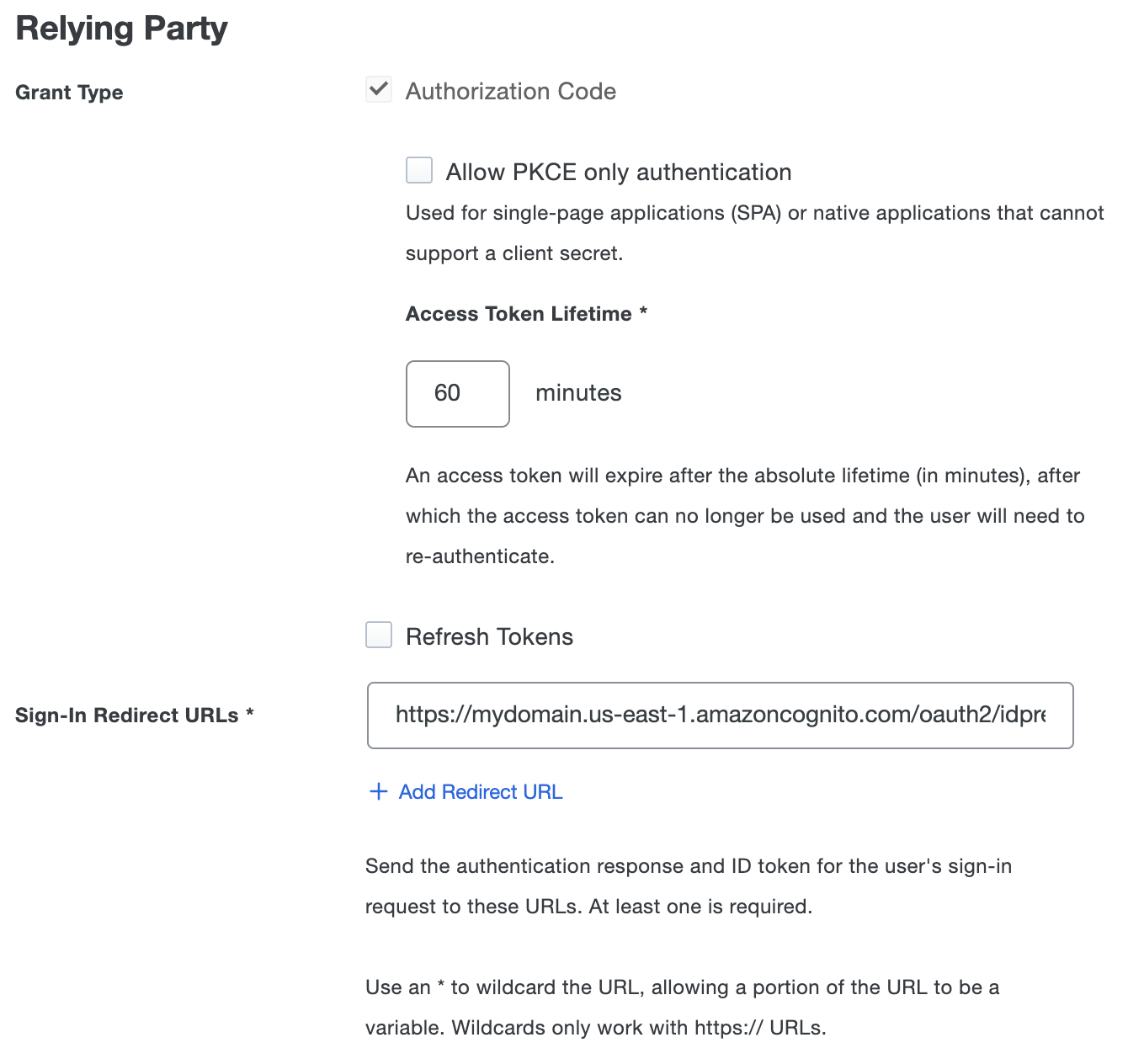 Duo AWS Cognito Relying Party Section