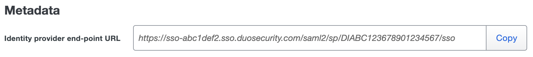 Duo Lever Identity Provider End-Point URL