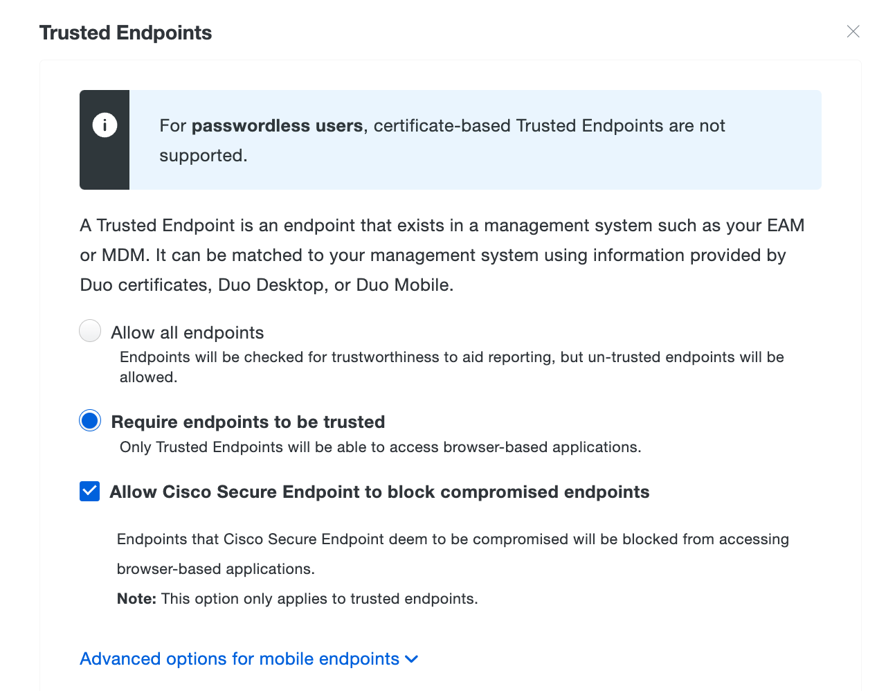 Trusted Endpoints Policy with Cisco Secure Endpoint
