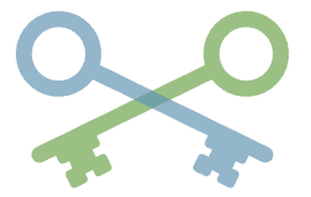 Graphic of two intercrossed, old-fashioned keys