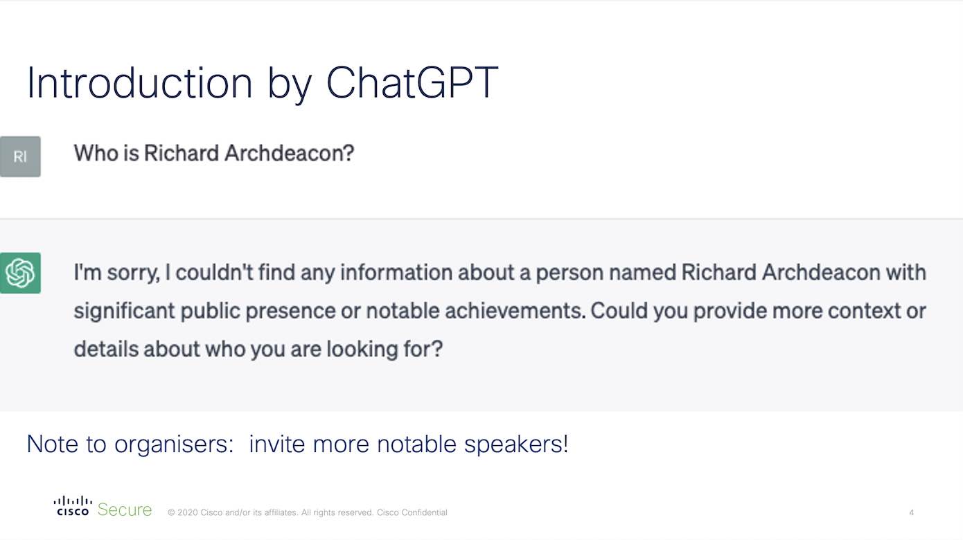 Screenshot of a slide showing ChatGPT's answer to the prompt: 