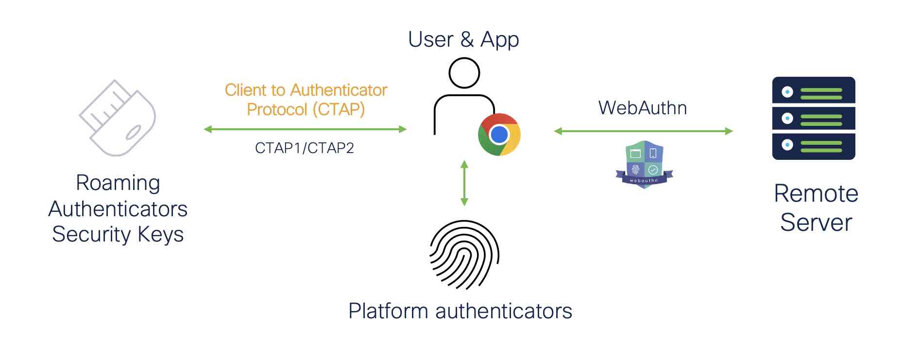 Graphic showing how passwordless authentication works