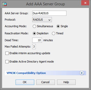 Add AAA Server Group