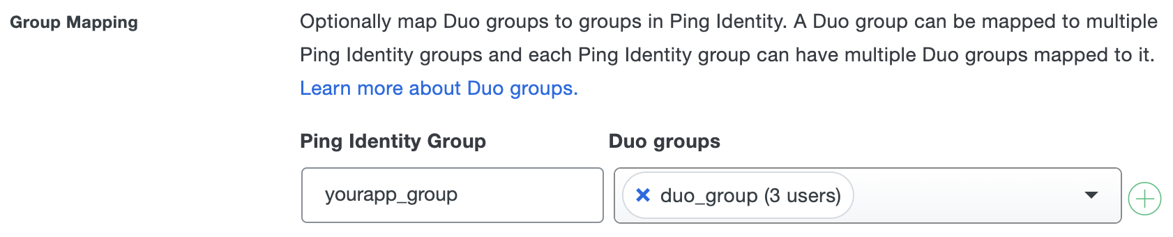 Duo Ping Identity Group Mapping Fields