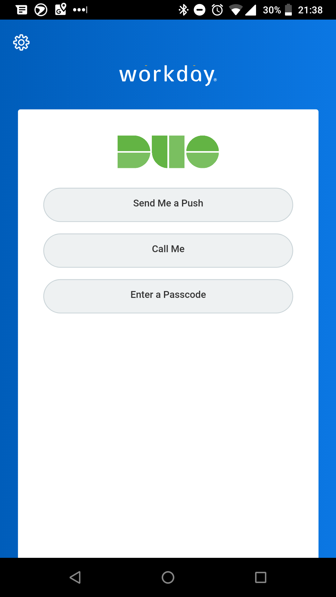 Duo Authentication in Workday Mobile App